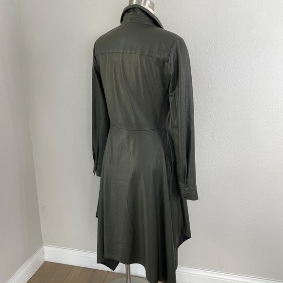 BCBGMAXAZRIA Womens Small Beatryce Faux Leather Shirt Dress Asymmetric Hem - Picture 3 of 14